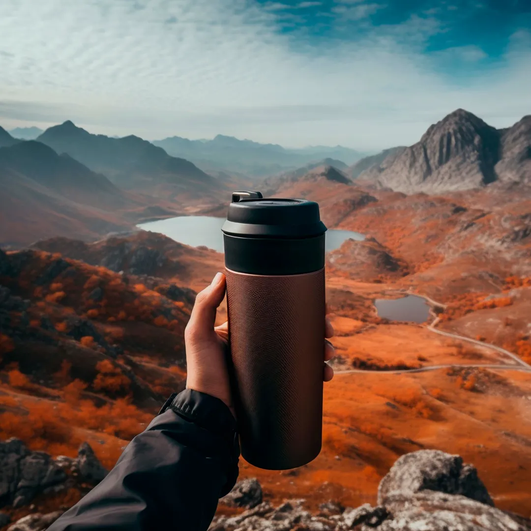 Ilustración de vasos y termos modernos